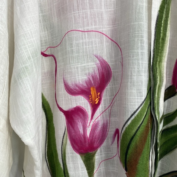 Boho Art to Wear Button Down Top Organic Cotton Hand Painted One Size - Picture 5 of 14